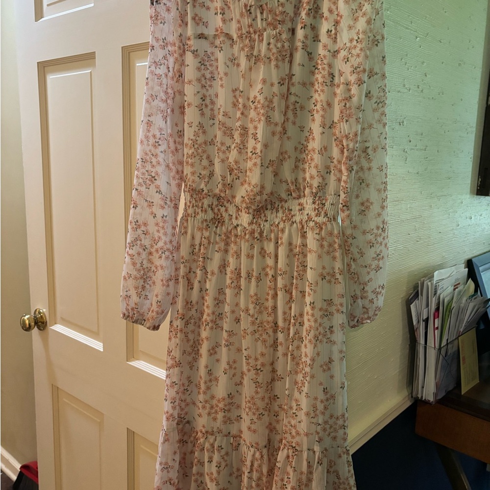 Draper James Cream Pleated Sundress with Bishop Sleeves